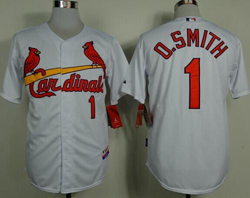 Cardinals #1 Ozzie Smith White Cool Base Stitched MLB Jersey - Click Image to Close